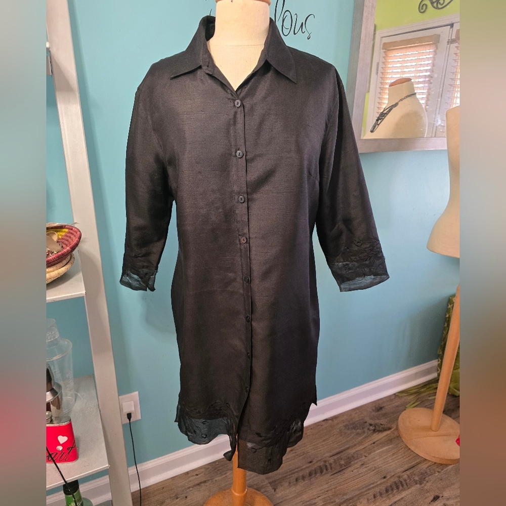 Silkland Silk Tunic Dress with Embellished Trim